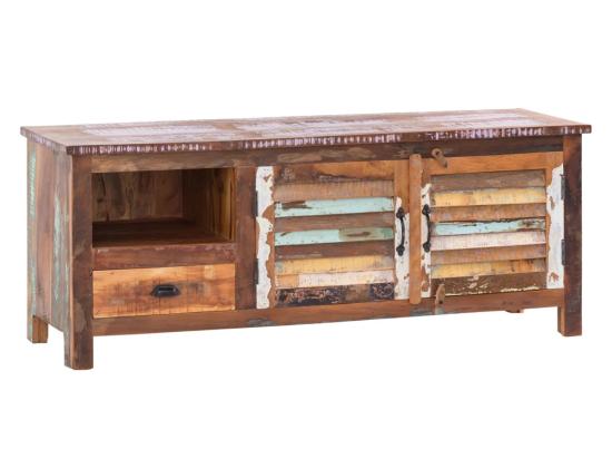 Masivní TV stolek Wakefield z recyklovaného dřeva, lakovaný, vícebarevný – 150×50×60 cm