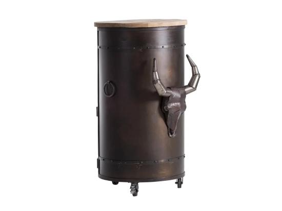 Masivní barový stůl Yorkshire z mangového dřeva a kovu, lakovaný, černý – kulatý