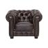 Křeslo Chesterfield z pravé kůže, hnědé – 100×90×72 cm
