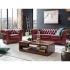 Masivní pohovka Chesterfield pro 5 osob, pravá kůže, červená – 310×100×72 cm