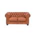 Chesterfield 2místná pohovka z pravé kůže vintage světle hnědá