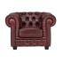 Chesterfield křeslo z pravé kůže, červené – 112×98×79 cm
