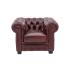 Chesterfield křeslo z pravé kůže, červené – 100×90×72 cm