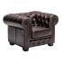 Křeslo Chesterfield z pravé kůže, hnědé – 100×90×72 cm