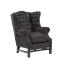 Masivní křeslo Chesterfield Kingsfield ušák, pravá kůže, černé