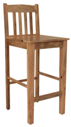 Barstuhl mit Rückenlehne aus Mango-Holz