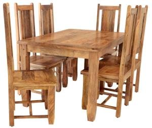 Essgruppe 6+1 für 6 Personen aus massivem Mangoholz