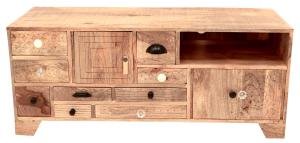 Rustikaler TV-Tisch aus Mango-Holz 120x50x45