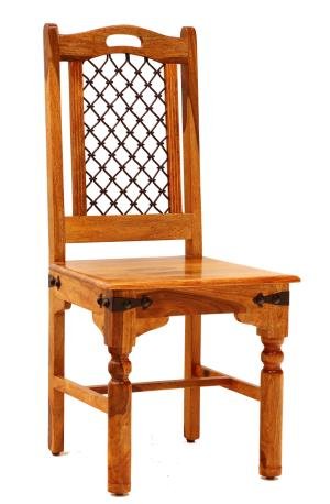 Massive Stuhl mit Metallgeflecht aus Palisanderholz