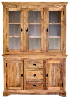 Vitrine aus massivem Mangoholz 140x200x45