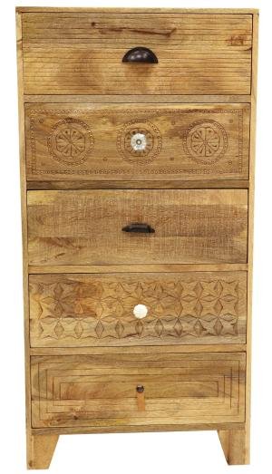 Hohe Kommode aus Mango-Holz 60x120x45