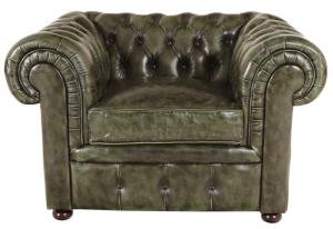 Einzelsofa Chesterfield Comfort aus echtem Rindsleder Grün