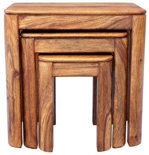Beistelltische Tina 3er Set aus indischem Palisander-Massivholz