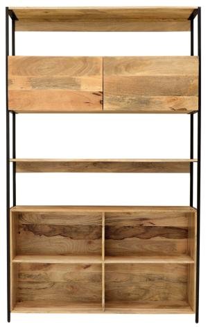 Metallbibliothek in Kombination mit Mangoholz 130x213x35