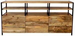 TV-Tisch aus massivem Metall und Mango-Holz 160x75x45