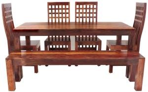 Essgruppe für 6 Personen aus massivem Palisanderholz