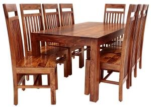 Essenstisch und Stühle aus Massivholz für 8 Personen aus Palisander