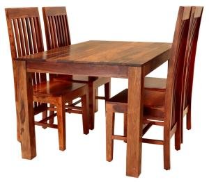 Esstisch und Stühle Set für 4 Personen aus massivem Palisanderholz