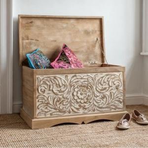 Aufbewahrungstruhe aus Mango-Holz 90x45x45