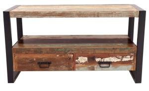 TV Tisch aus massivem Metall und Mangoholz 100x60x45