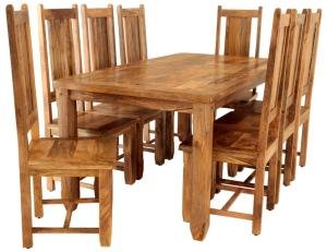 Esstisch-Set für 8 Personen aus Mangoholz