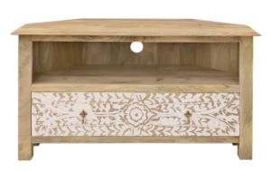 Eck-TV-Tisch aus massivem Mangoholz 110x60x50