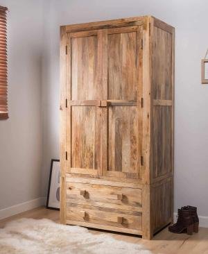 Luxuriärer Kleiderschrank 120x200x60 aus Mango-Holz
