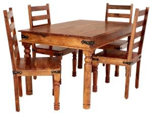 Küchen-Set Tisch und Stühle für 4 Personen aus indischem Palisander-Massivholz