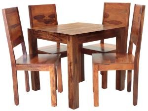 Essgruppe aus Massivholz für 4 Personen aus indischem Palisander