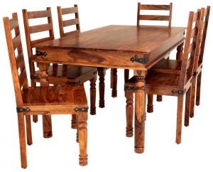 Esstisch mit Stühlen für 6 Personen aus massivem Palisanderholz