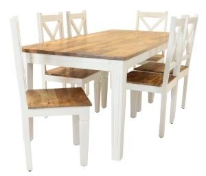 Essgruppe für 6 Personen aus massivem Mangoholz