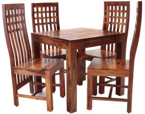 Essgruppe für 4 Personen aus indischem Palisander