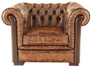 Einzelsofa Chesterfield Tiffy aus echtem Rindsleder Whisky