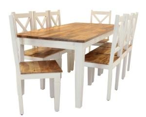 Rustikales Esszimmer-Set für 8 Personen aus Mangoholz