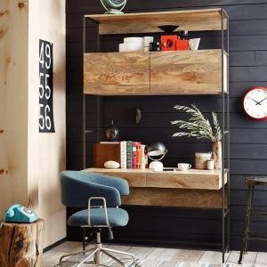 Holztisch mit Metallgestell aus massivem Mangoholz 130x213x55