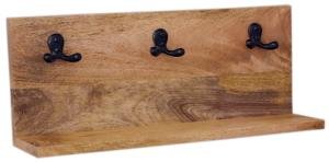Schlüsselhaken aus massivem Mangoholz 50x20x12