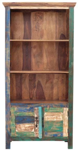 Rustikale Bibliothek 90x180x35 aus recyceltem Mango-Holz