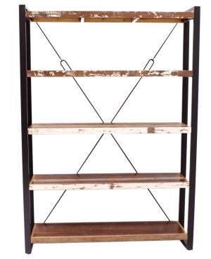 Bücherregal 140x200x35 aus Metall und Mango-Holz