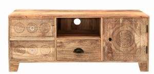 Rustikaler Mangoholz TV-Tisch 120x50x45