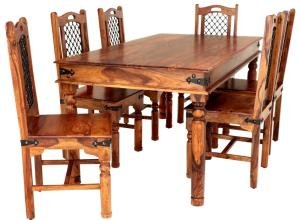 Küchen Set Tisch und Stühle für 6 Personen aus massivem Palisanderholz