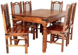 Essgruppe für 6 Personen aus Massivholz Palisander