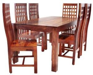 Essgruppe 6+1 für 6 Personen aus indischem Palisanderholz