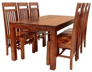 Esstischset aus massivem indischem Palisander für 6 Personen