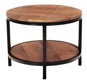 Runder Couchtisch aus massivem Mangoholz 60x45x60