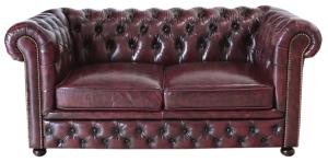 Zweisitzer Chesterfield Greenfield aus echtem Rindsleder New Red