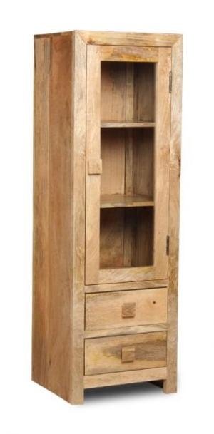 Bücherregal aus Mango mit Glastüren 60x180x45