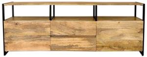 TV-Tisch aus massivem Mango-Holz und Metall 160x60x45