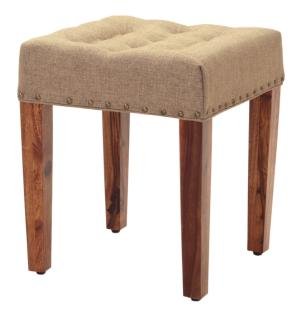 Holzfußbank mit Bezug 40x45x40 aus massivem Palisander