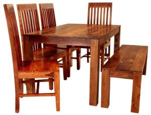 Esstisch-Set aus Massivholz für 6 Personen aus Palisander