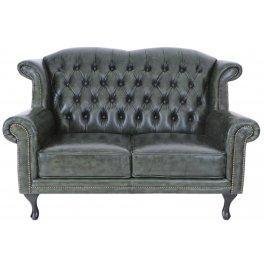 Pohovka dvoumístná Chesterfield Crown z pravé hovězí kůže Green